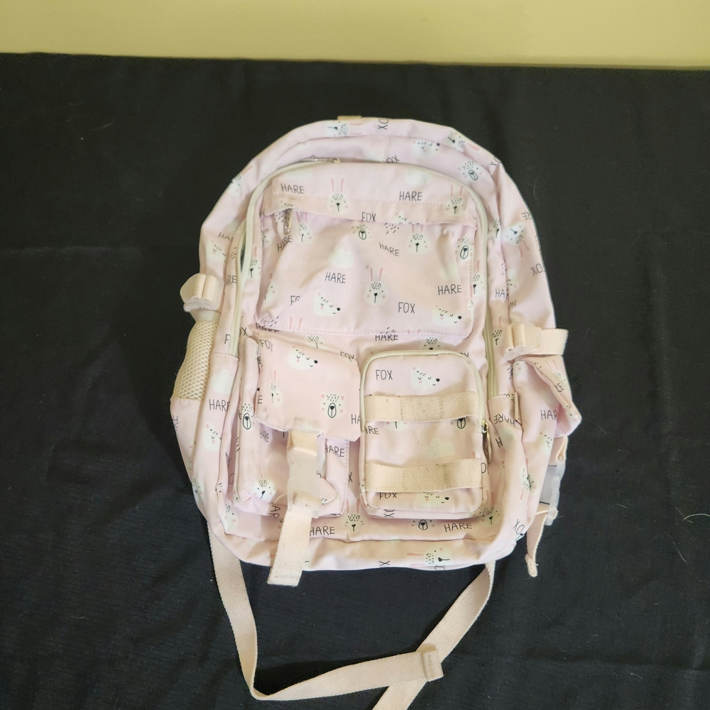 Pink Backpack with Fox And Hare Print